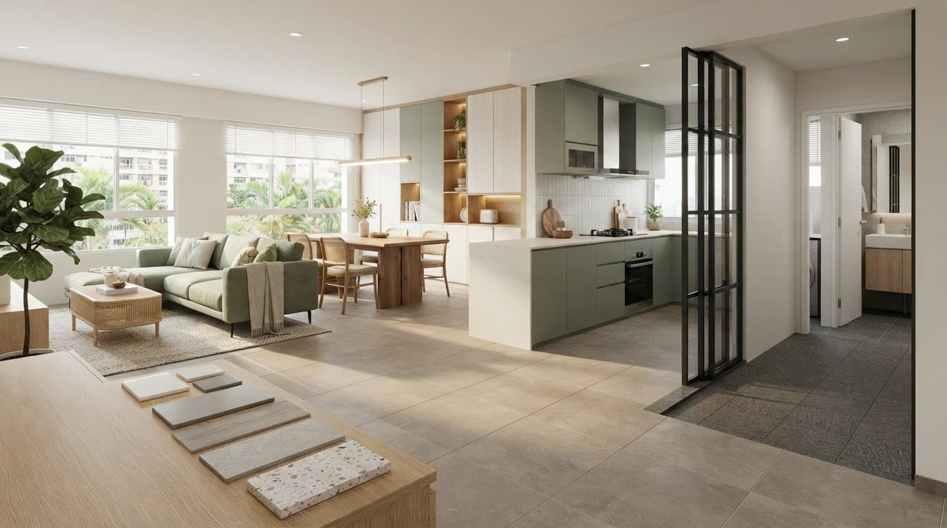Choosing tiles for an HDB flat, from overlay options to flooring costs